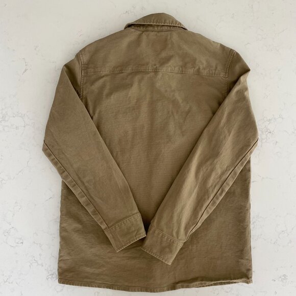 The B.C. Clothing Co Heritage Snap Up Collared Neutral Cotton Shirt Jacket Tan S - Picture 6 of 11